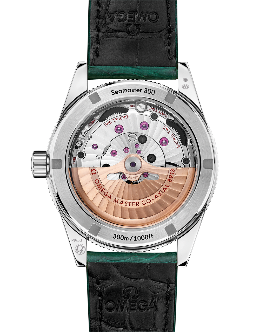 Seamaster 300 41 mm, platinum on leather strap - 23493412199001 - View 2