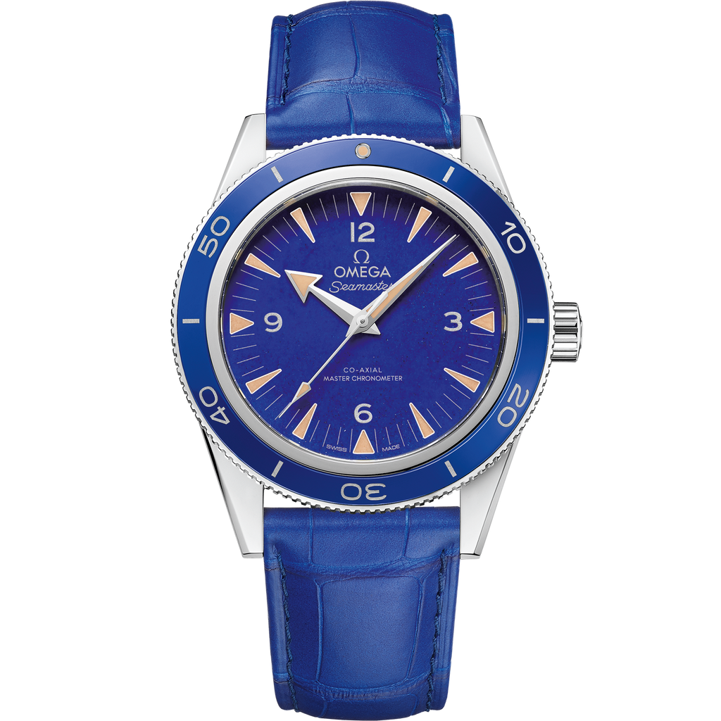 Seamaster 300 41 mm, platinum on leather strap - 23493412199002 - View 1