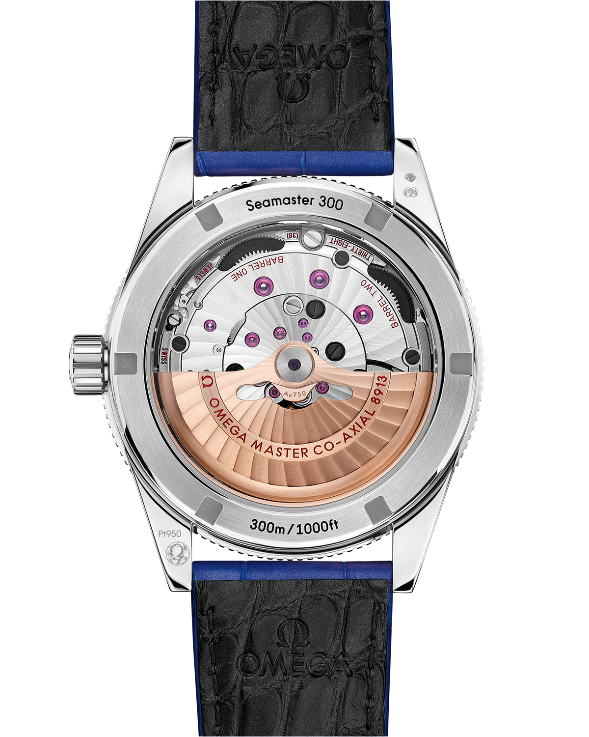 Seamaster 300 41 mm, platinum on leather strap - 23493412199002 - View 2