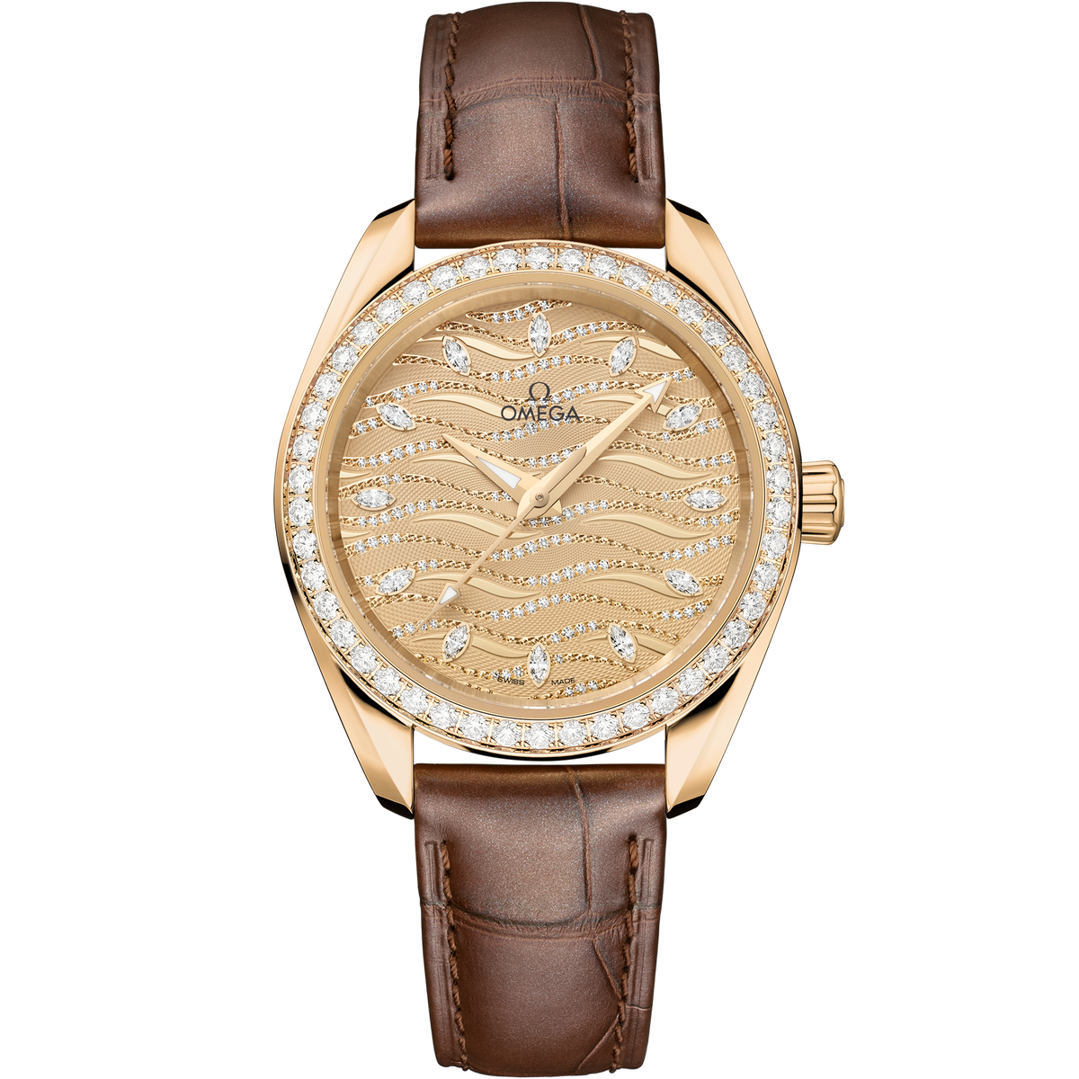 Seamaster Aqua Terra 150M 34 mm, Moonshine™ gold on alligator - 22058342099008 - View 1