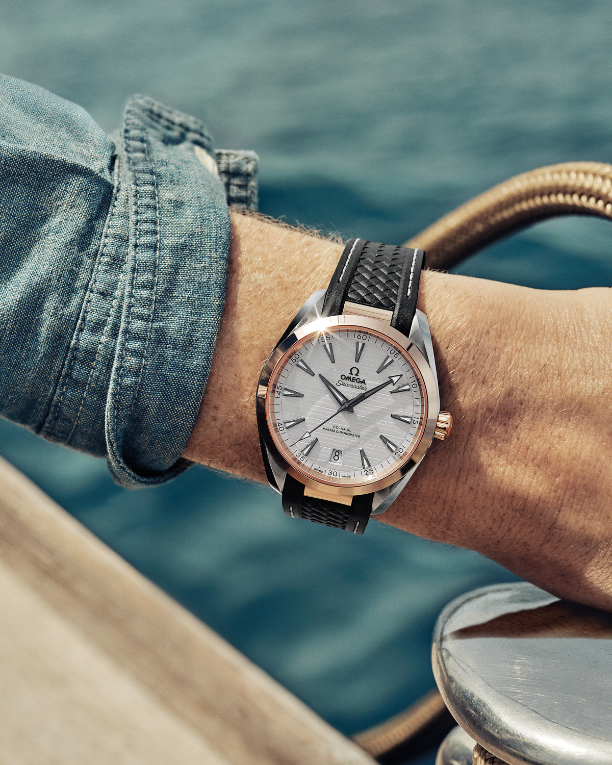Seamaster Aqua Terra 150M 41 mm, steel - Sedna™ gold on rubber strap - 22022412102001 - View 5