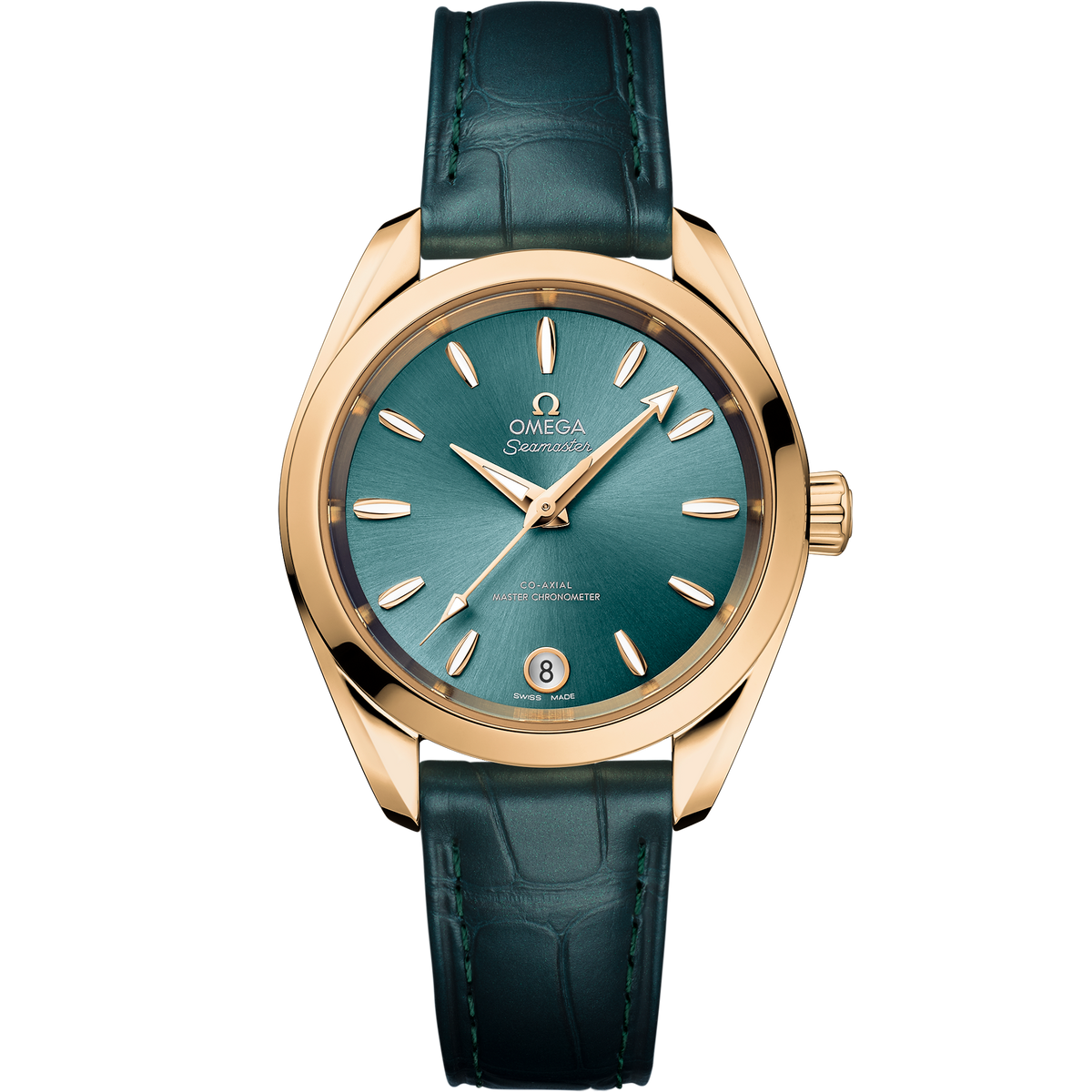 Seamaster Aqua Terra Shades 34 mm, Moonshine™ gold on leather strap - 22053342010001 - View 1