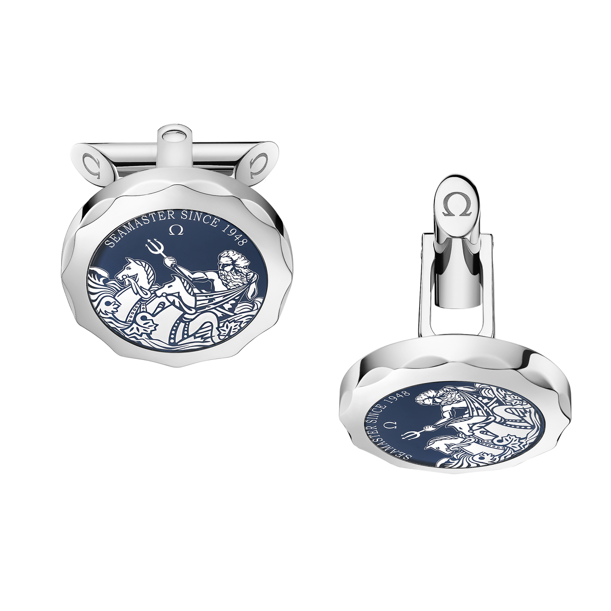 Seamaster Cufflinks, sapphire crystal plates, stainless steel - C607ST0000405 - View 1