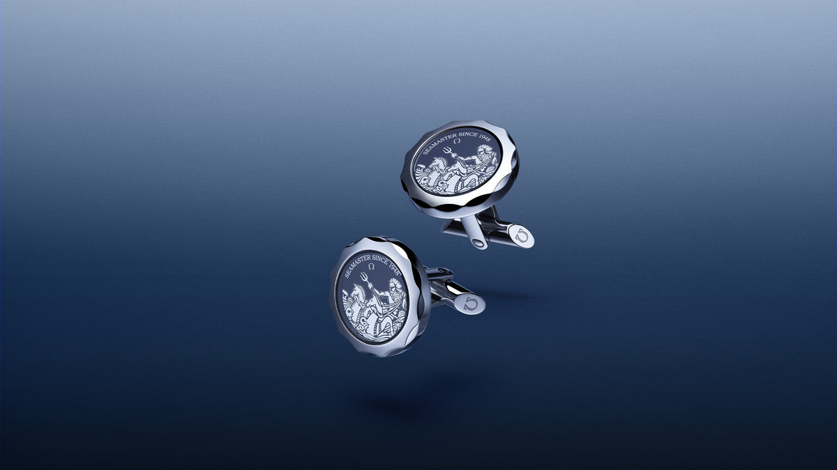 Seamaster Cufflinks, sapphire crystal plates, stainless steel - C607ST0000405 - View 3