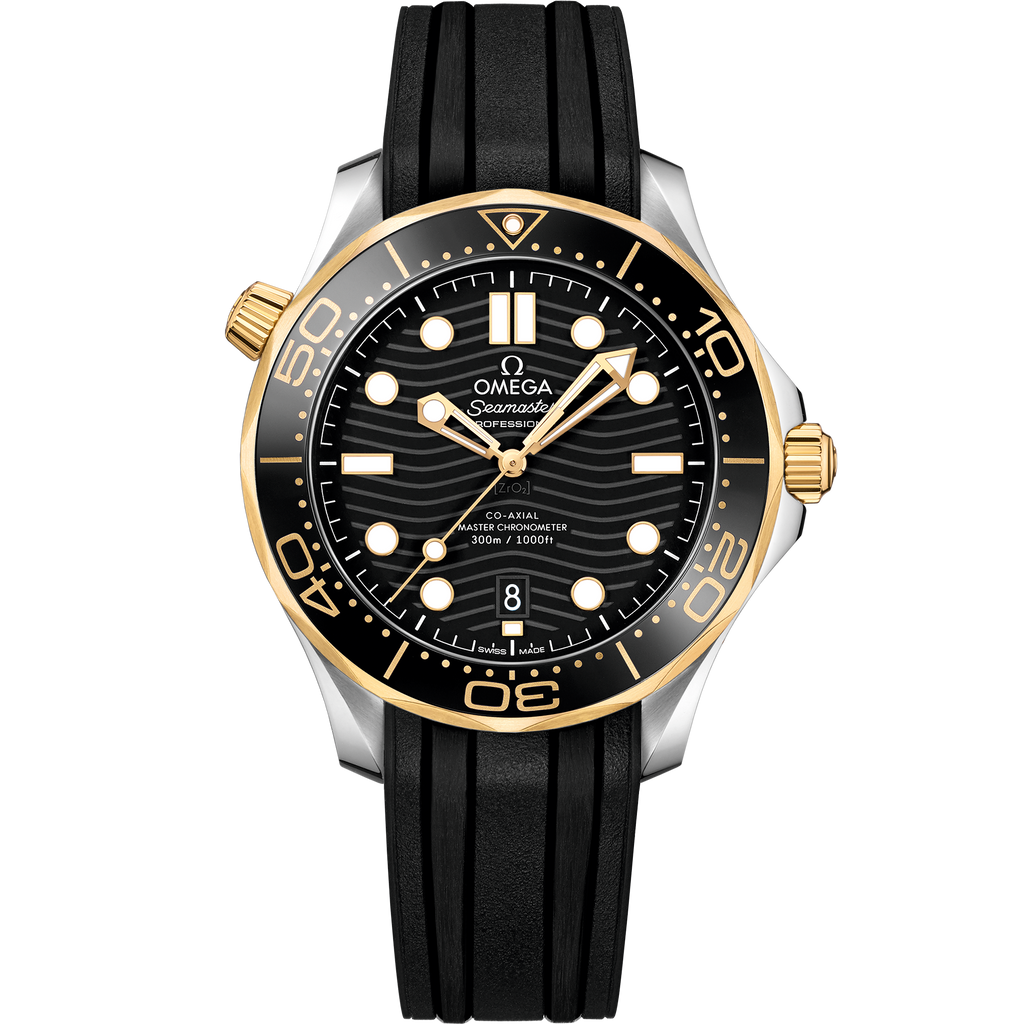 Seamaster Diver 300M 42 mm, steel - yellow gold on rubber strap - 21022422001001 - View 1