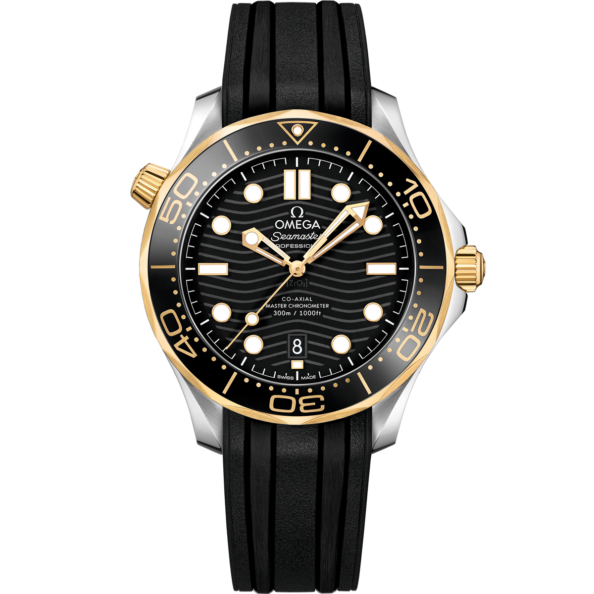 Seamaster Diver 300M 42 mm, steel - yellow gold on rubber strap - 21022422001001 - View 1