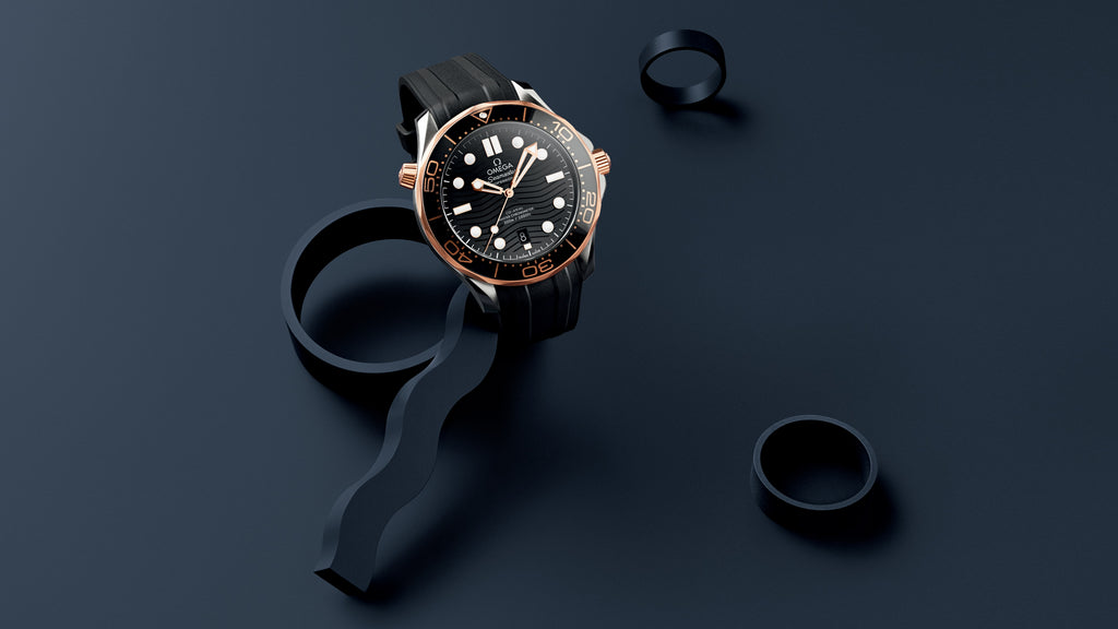Seamaster Diver 300M 42 mm, steel - Sedna™ gold on rubber strap - 21022422001002 - View 6