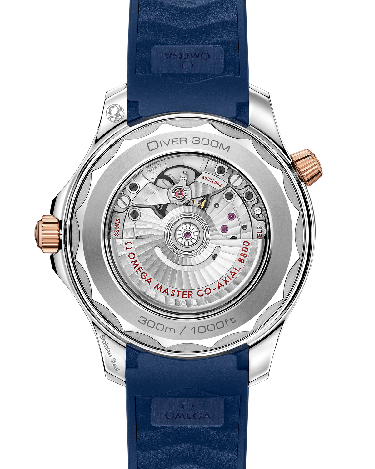 Seamaster Diver 300M 42 mm, steel - Sedna™ gold on rubber strap - 21022422003002 - View 2