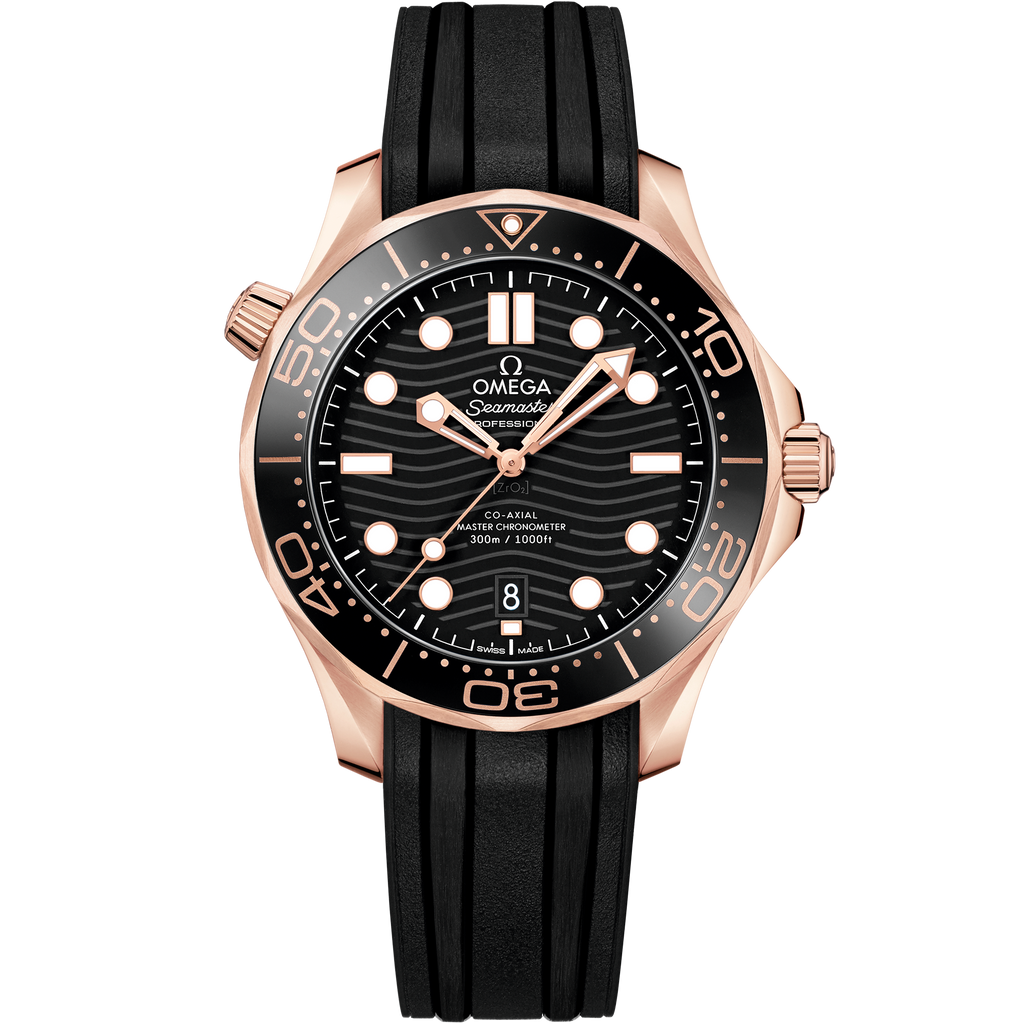 Seamaster Diver 300M 42 mm, Sedna™ gold on rubber strap - 21062422001002 - View 1