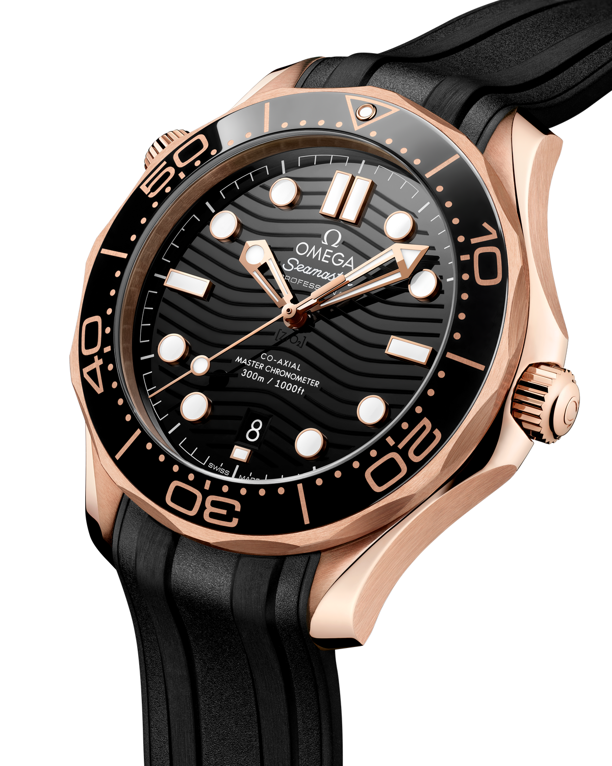 Seamaster Diver 300M 42 mm, Sedna™ gold on rubber strap - 21062422001002 - View 3