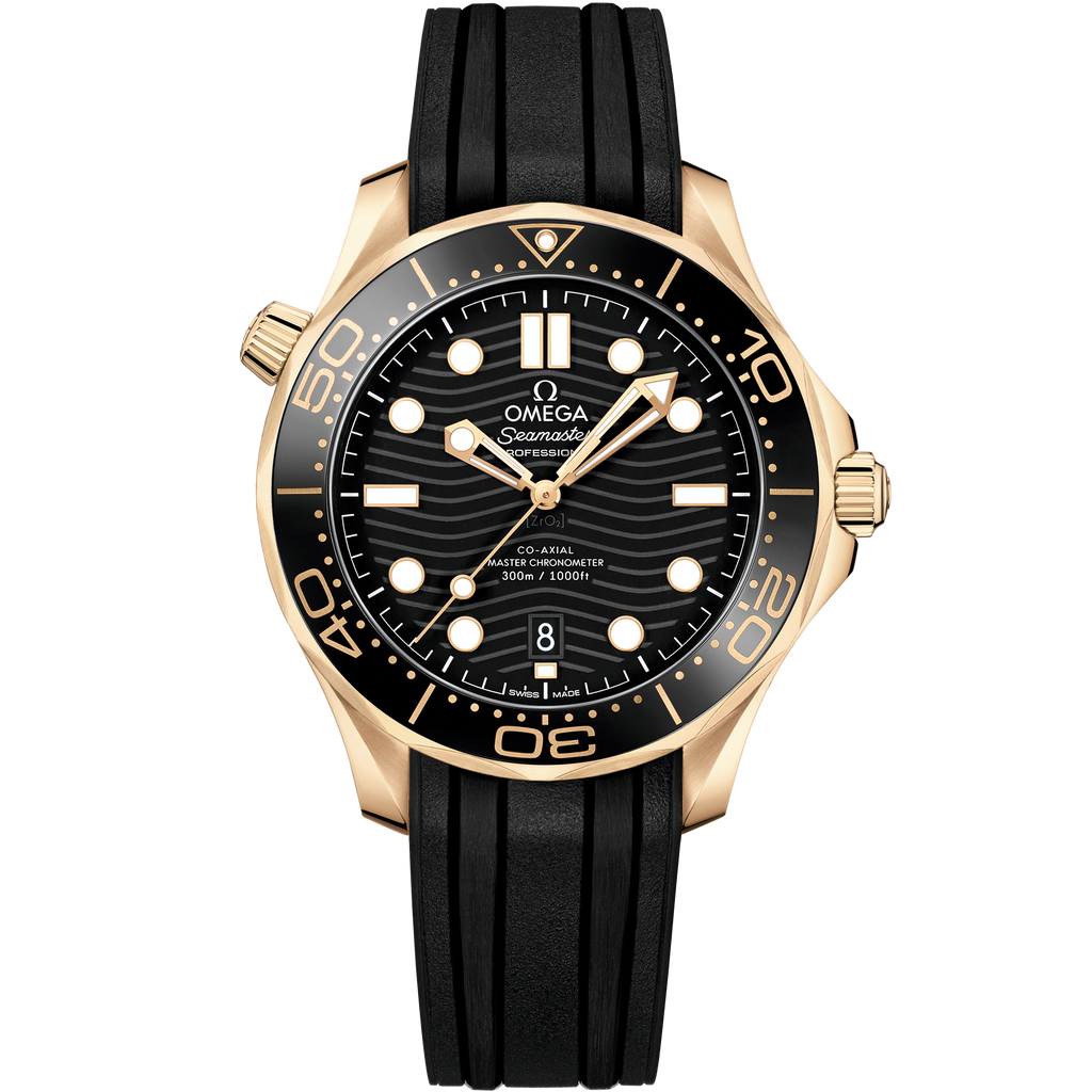 Seamaster Diver 300M 42 mm, Moonshine™ gold on rubber strap - 21062422001003 - View 1