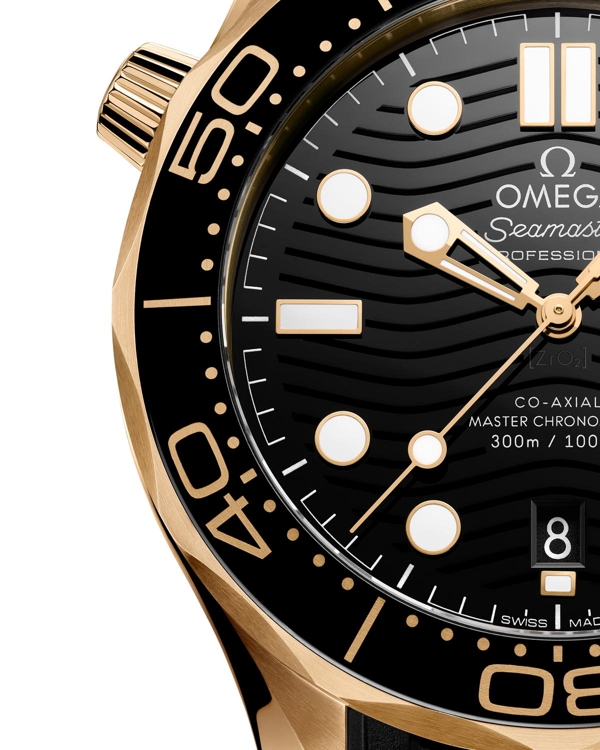 Seamaster Diver 300M 42 mm, Moonshine™ gold on rubber strap - 21062422001003 - View 3