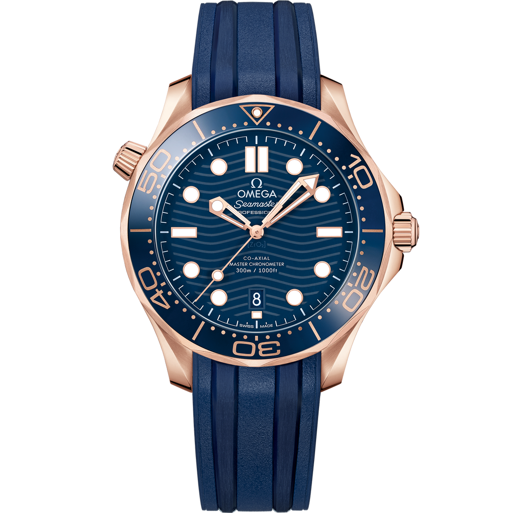 Seamaster Diver 300M 42 mm, Sedna™ gold on rubber strap - 21062422003001 - View 1