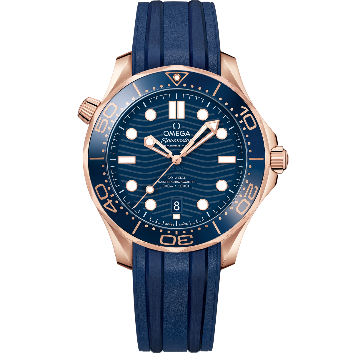 Seamaster Diver 300M 42 mm, Sedna™ gold on rubber strap - 21062422003001 - View 1