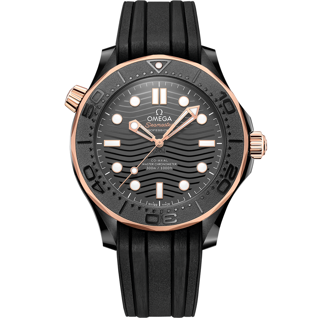 Seamaster Diver 300M 43.5 mm, black ceramic on rubber strap - 21062442001001 - View 1