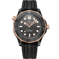 Seamaster Diver 300M 43.5 mm, black ceramic on rubber strap - 21062442001001 - View 1