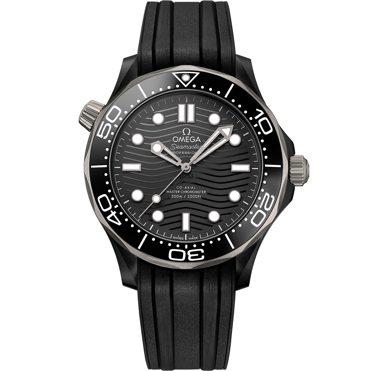 Seamaster Diver 300M 43.5 mm, black ceramic on rubber strap - 21092442001001 - View 1
