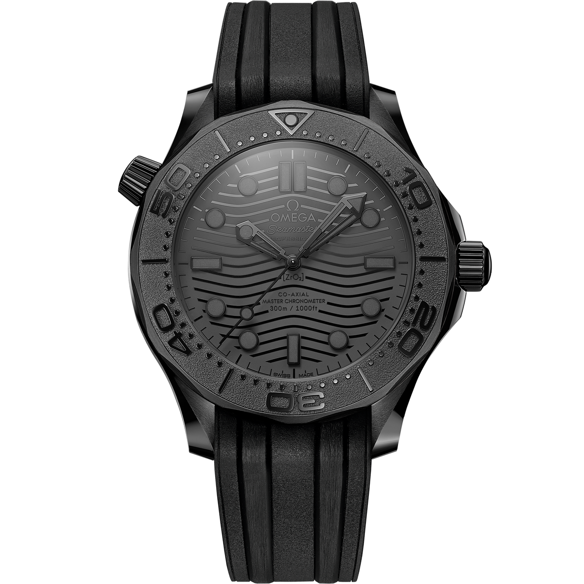 Seamaster Diver 300M 43.5 mm, black ceramic on rubber strap - 21092442001003 - View 1