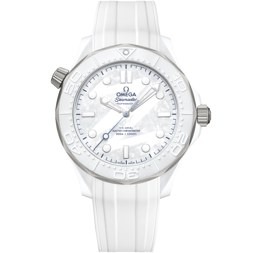 Seamaster Diver 300M 43.5 mm, white ceramic - titanium on rubber strap - 52292442004001 - View 1