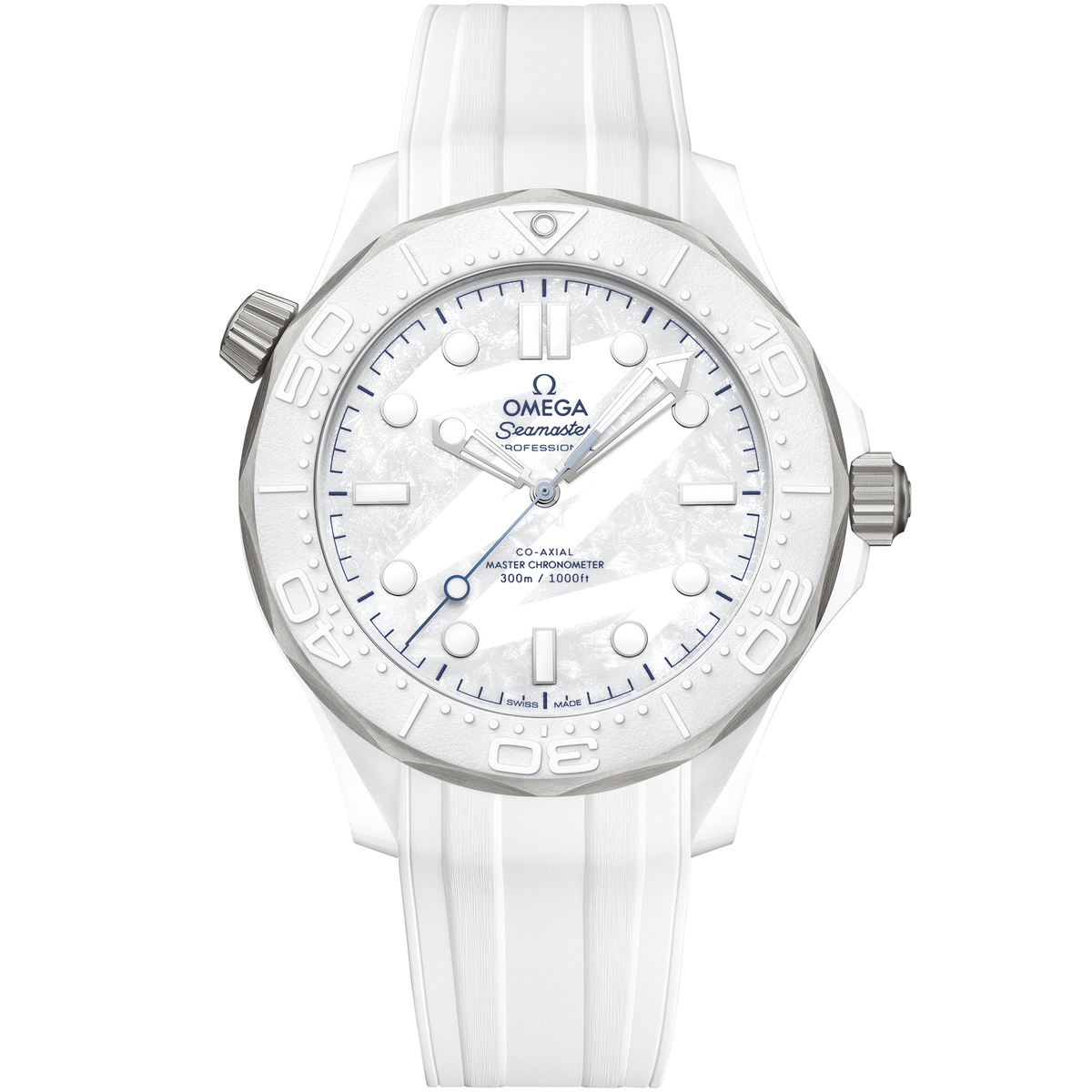 Seamaster Diver 300M 43.5 mm, white ceramic - titanium on rubber strap - 52292442004001 - View 1