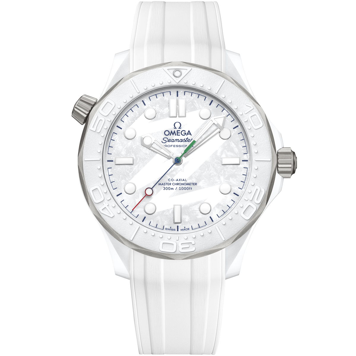 Seamaster Diver 300M 43.5 mm, white ceramic - titanium on rubber strap - 52292442004002 - View 1