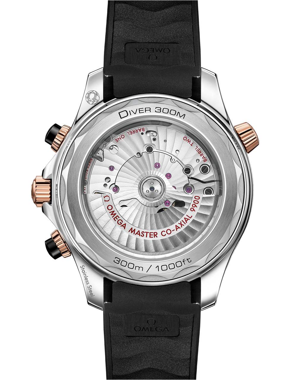 Seamaster Diver 300M 44 mm, steel - Sedna™ gold on rubber strap - 21022445101001 - View 2