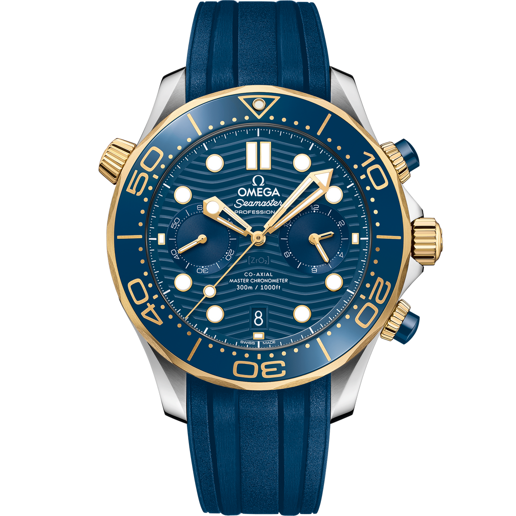 Seamaster Diver 300M 44 mm, steel - yellow gold on rubber strap - 21022445103001 - View 1