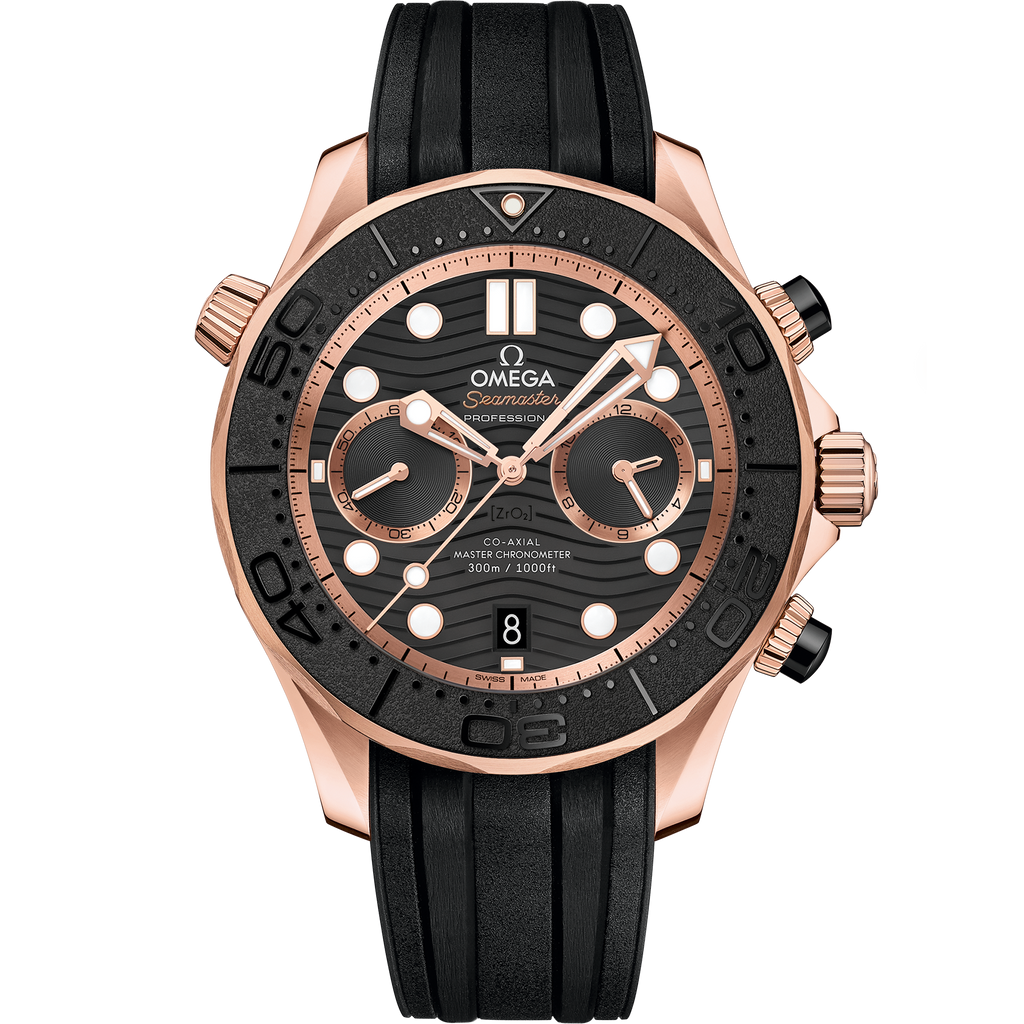 Seamaster Diver 300M 44 mm, Sedna™ gold on rubber strap - 21062445101001 - View 1