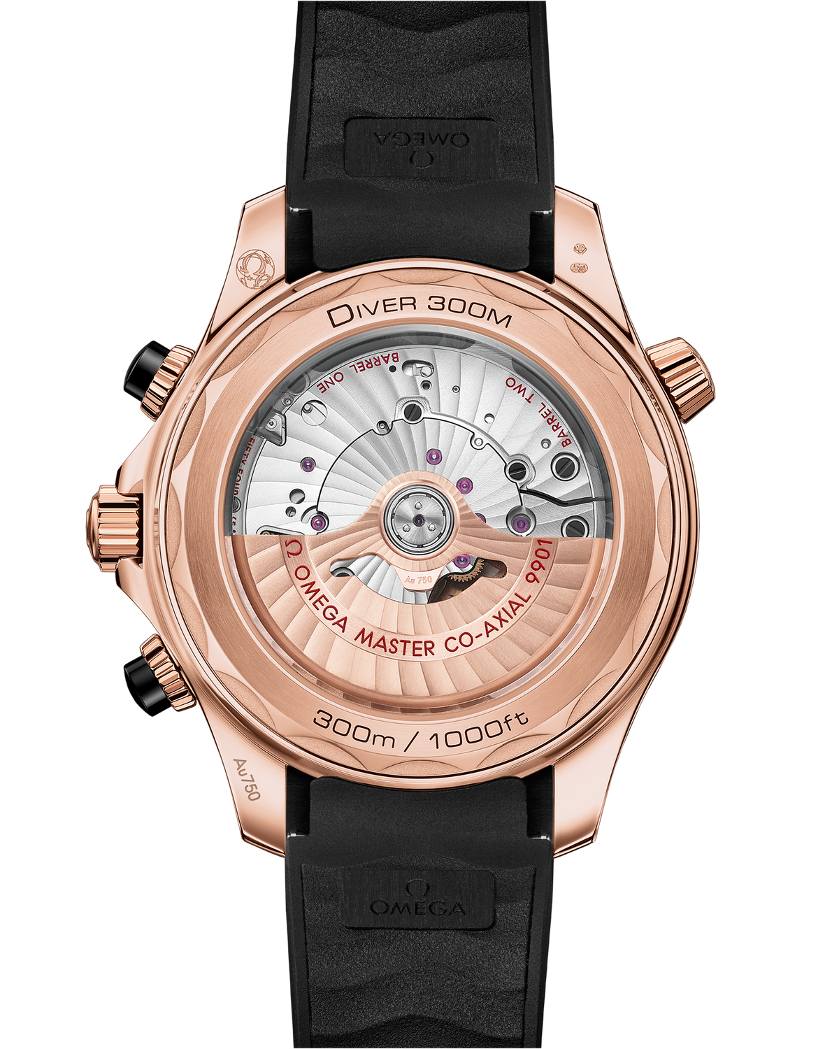 Seamaster Diver 300M 44 mm, Sedna™ gold on rubber strap - 21062445101001 - View 2