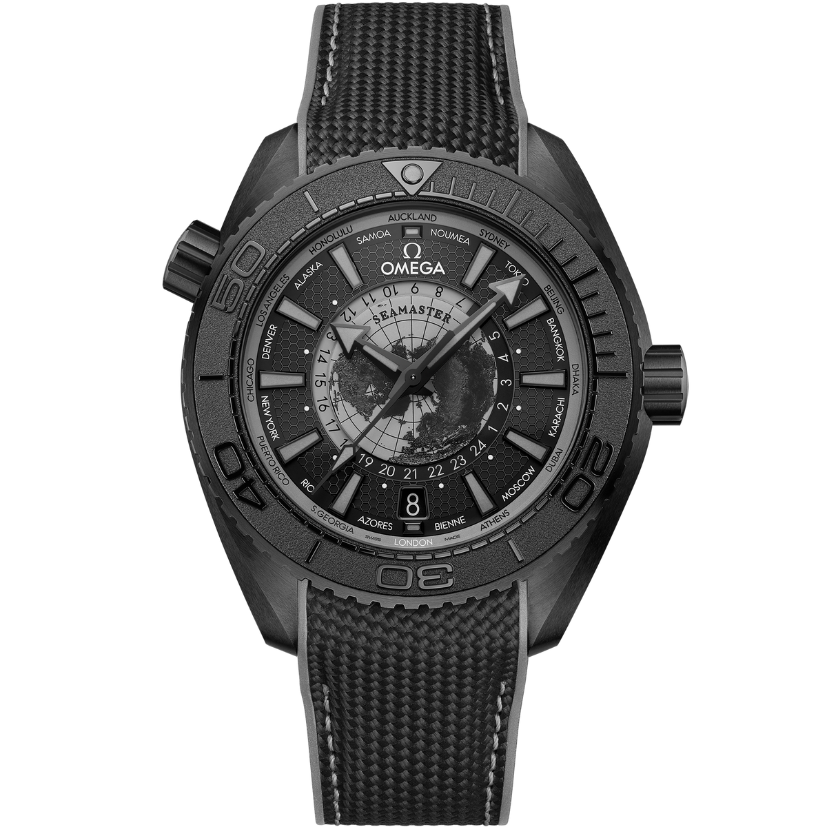 Seamaster Planet Ocean 600M 45.5 mm, black ceramic on rubber strap - 21592462201007 - View 1