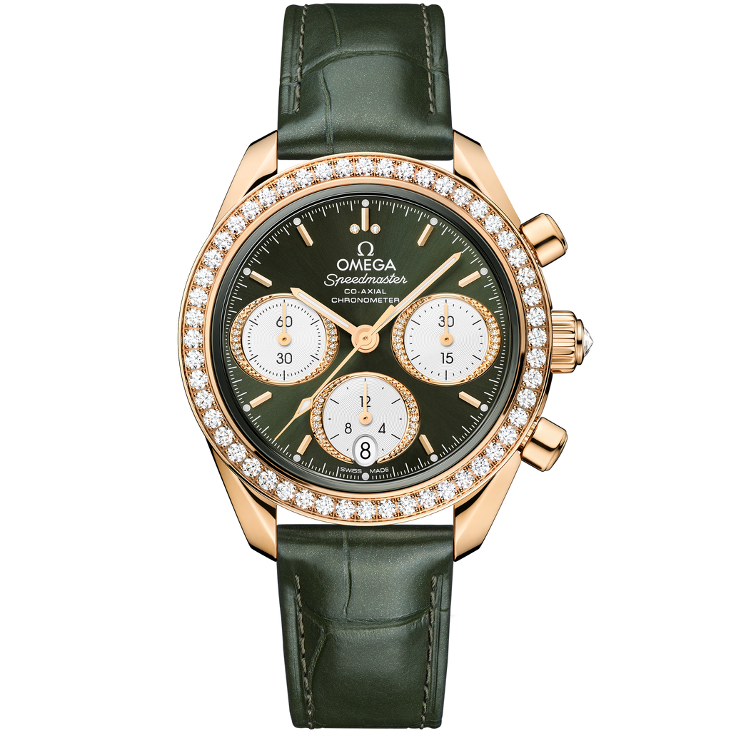 Speedmaster 38 38 mm, Moonshine™ gold on alligator - 32458385060001 - View 1