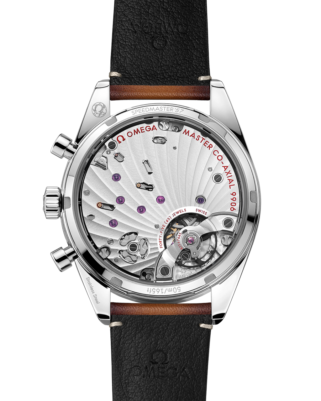 Speedmaster '57 40.5 mm, steel on leather strap - 33212415101001 - View 2