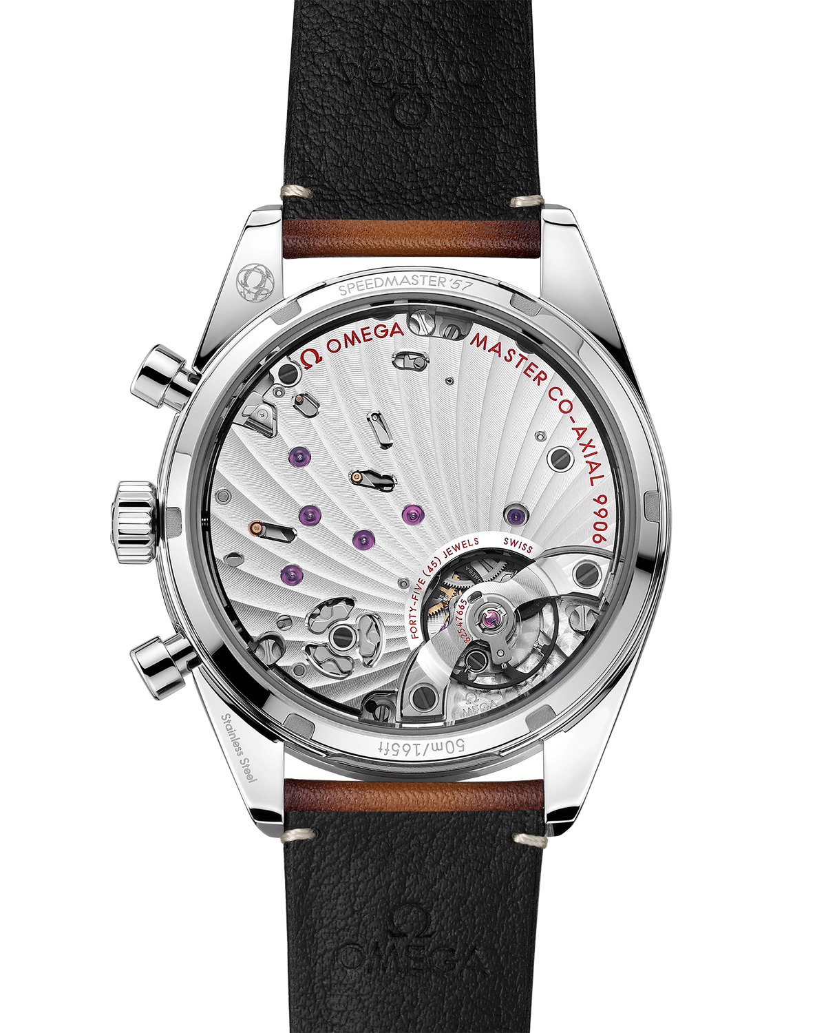 Speedmaster '57 40.5 mm, steel on leather strap - 33212415101001 - View 2