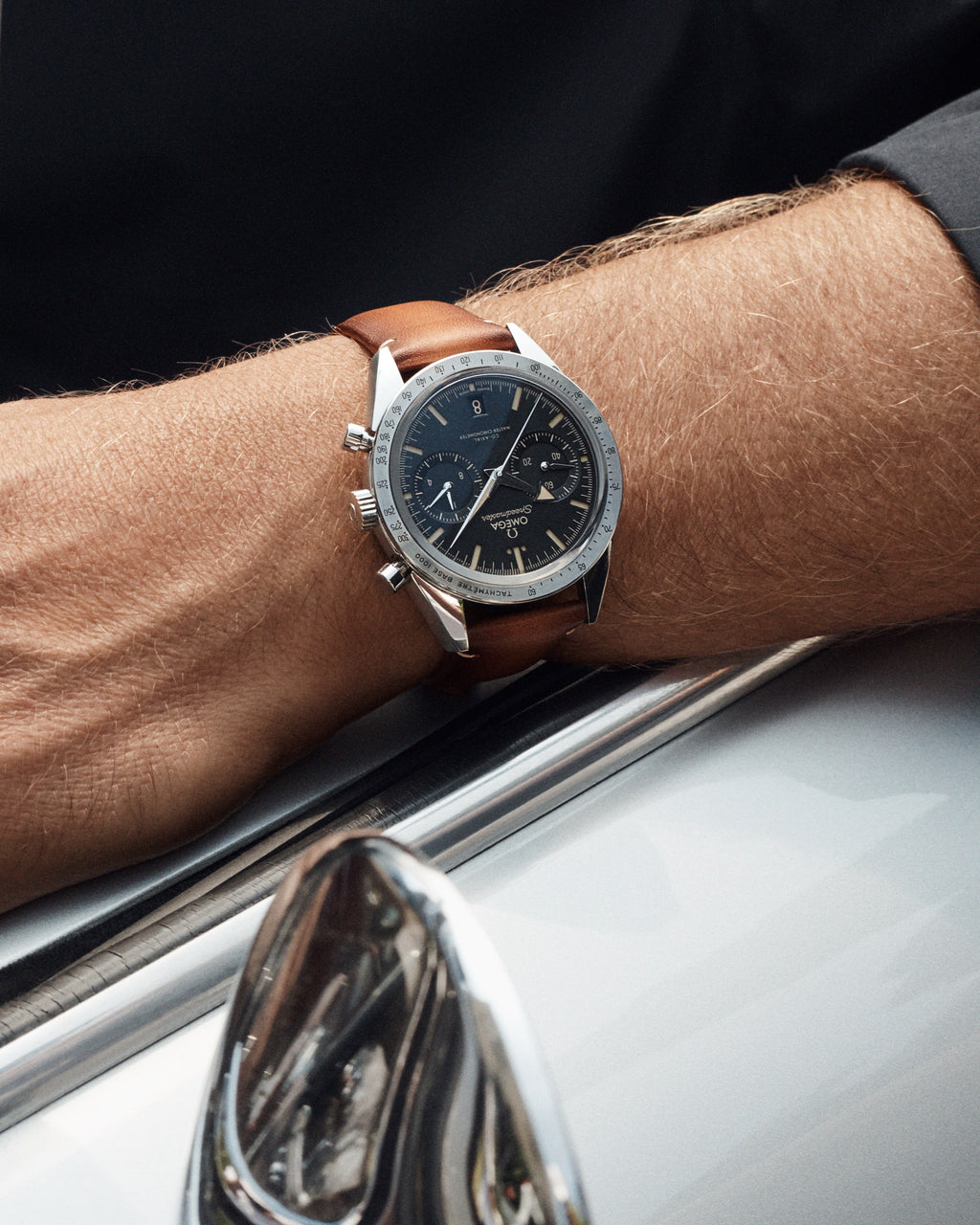 Speedmaster '57 40.5 mm, steel on leather strap - 33212415101001 - View 3