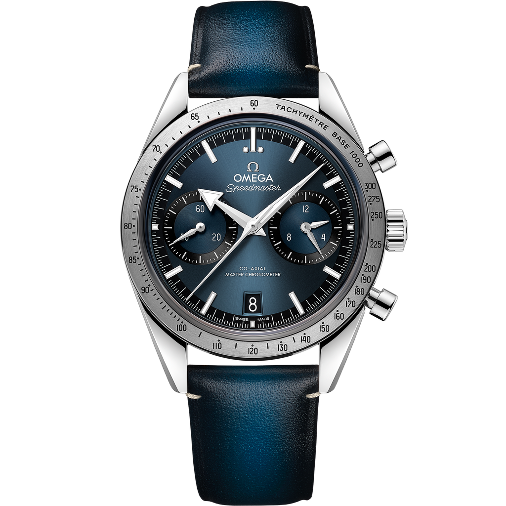 Speedmaster '57 40.5 mm, steel on leather strap - 33212415103001 - View 1