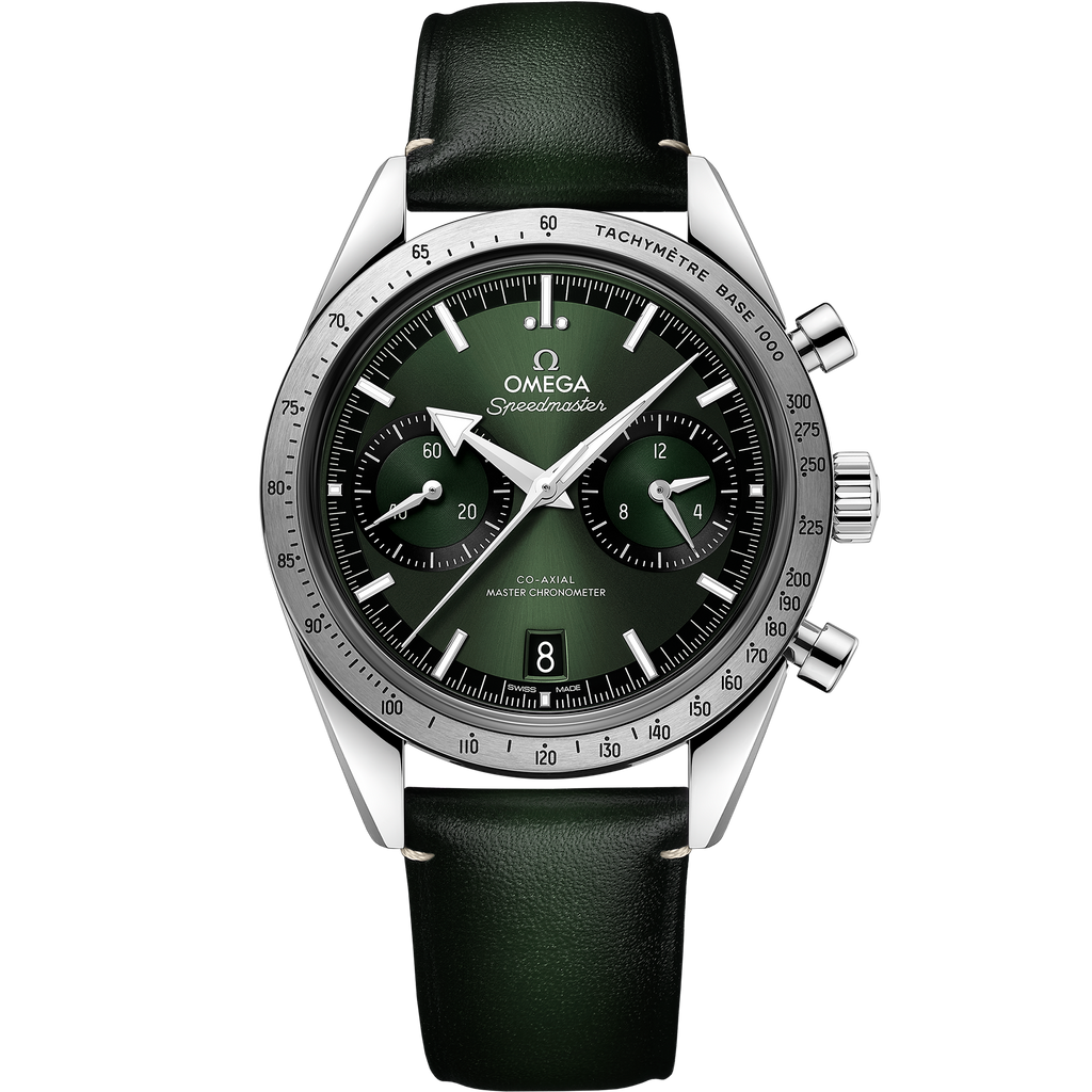 Speedmaster '57 40.5 mm, steel on leather strap - 33212415110001 - View 1