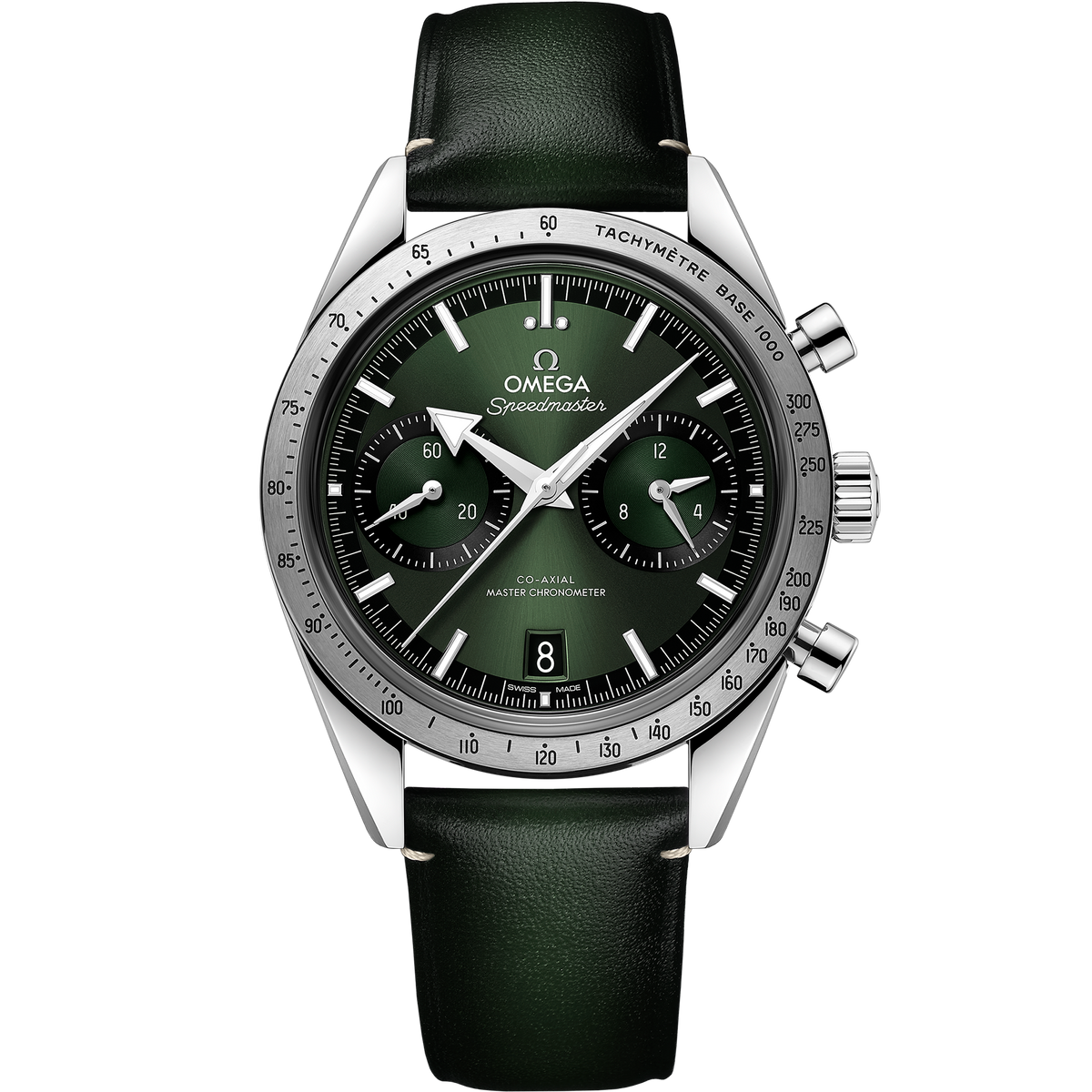 Speedmaster '57 40.5 mm, steel on leather strap - 33212415110001 - View 1