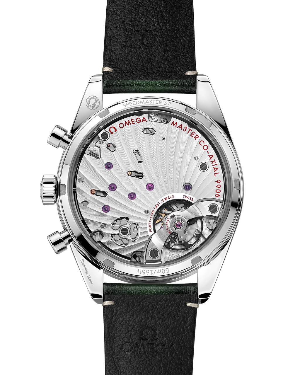 Speedmaster '57 40.5 mm, steel on leather strap - 33212415110001 - View 2