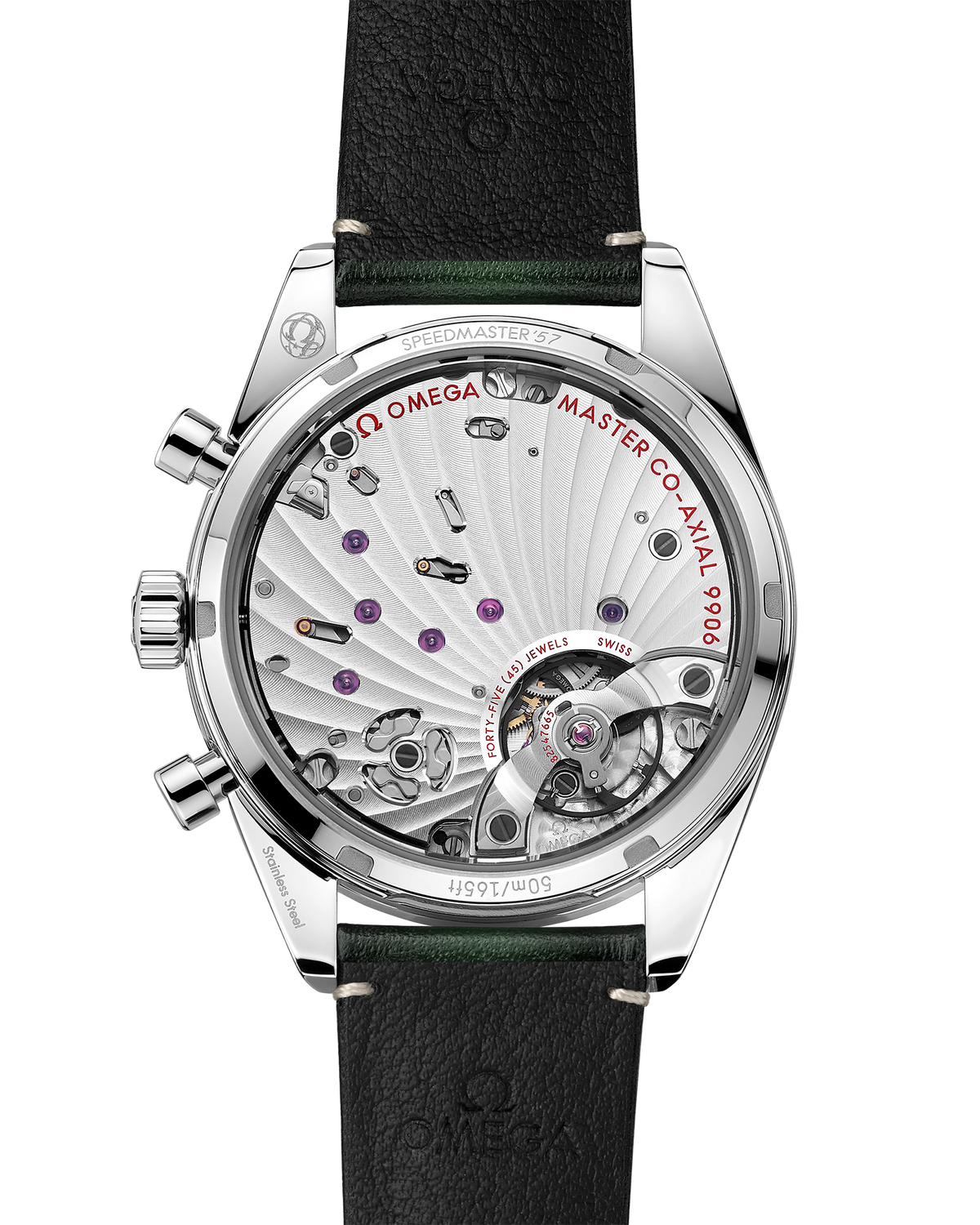 Speedmaster '57 40.5 mm, steel on leather strap - 33212415110001 - View 2