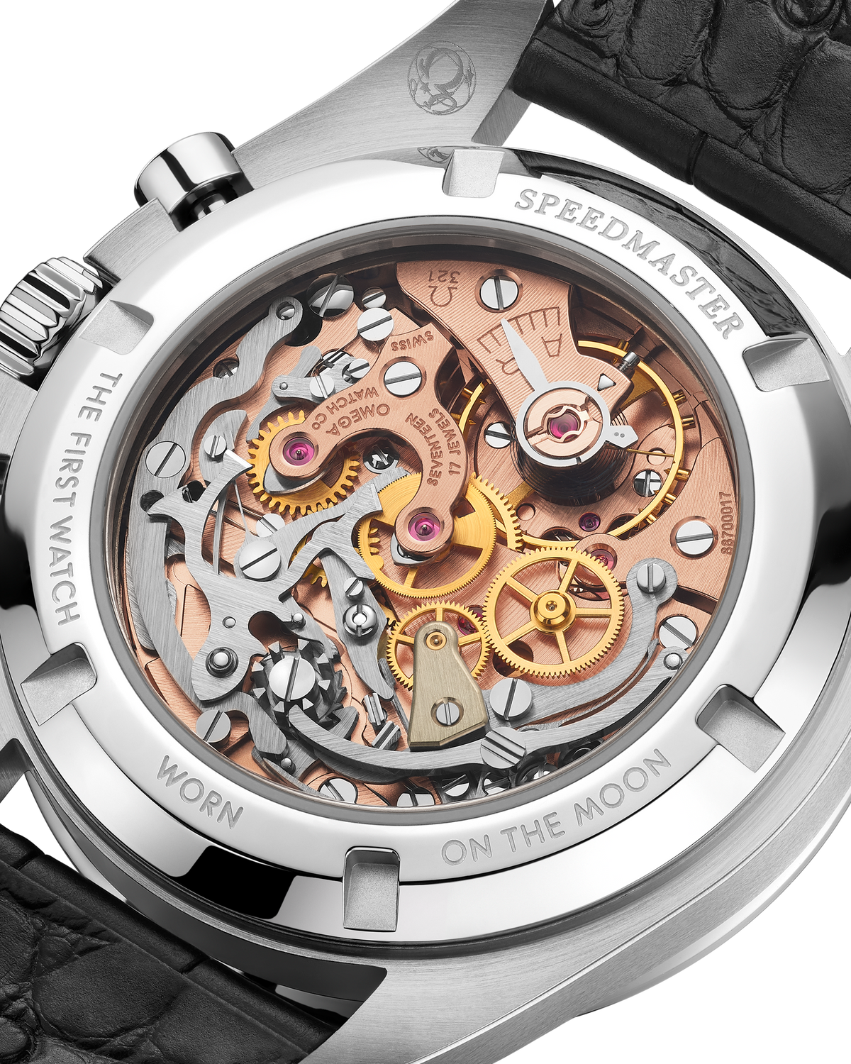 Speedmaster Calibre 321 42 mm, platinum on leather strap - 31193423099001 - View 3