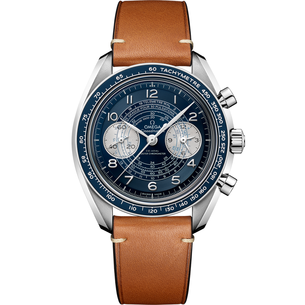 Speedmaster Chronoscope 43 mm, steel on leather strap - 32932435103001 - View 1