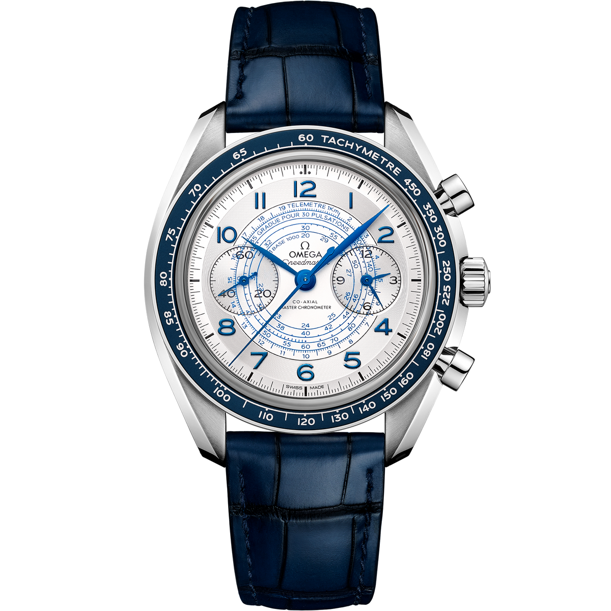 Speedmaster Chronoscope 43 mm, steel on leather strap - 32933435102001 - View 1