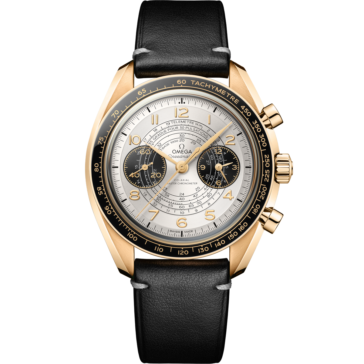 Speedmaster Chronoscope 43 mm, Moonshine™ gold on leather strap - 52262435102001 - View 1