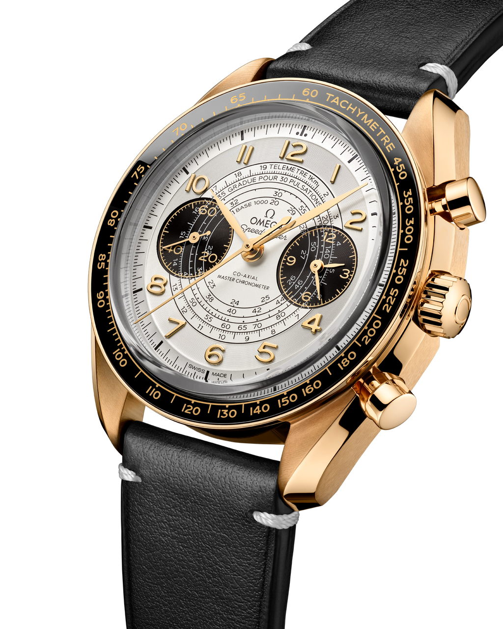 Speedmaster Chronoscope 43 mm, Moonshine™ gold on leather strap - 52262435102001 - View 3