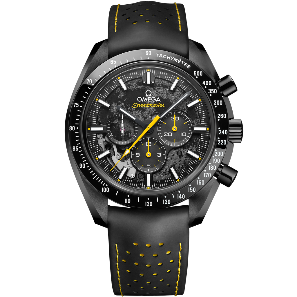 Speedmaster Dark Side of the Moon 44.25 mm, black ceramic on rubber strap - 31092445001001 - View 1