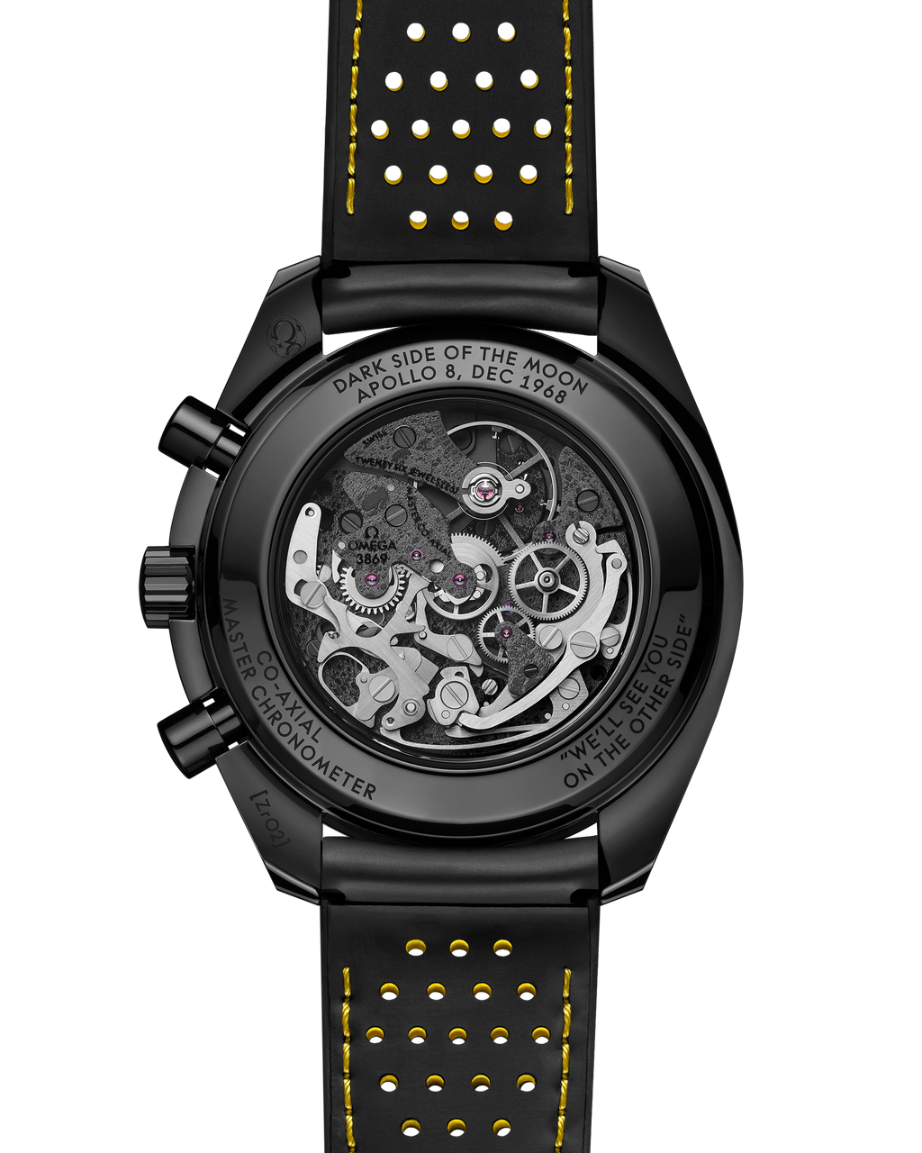 Speedmaster Dark Side of the Moon 44.25 mm, black ceramic on rubber strap - 31092445001001 - View 2