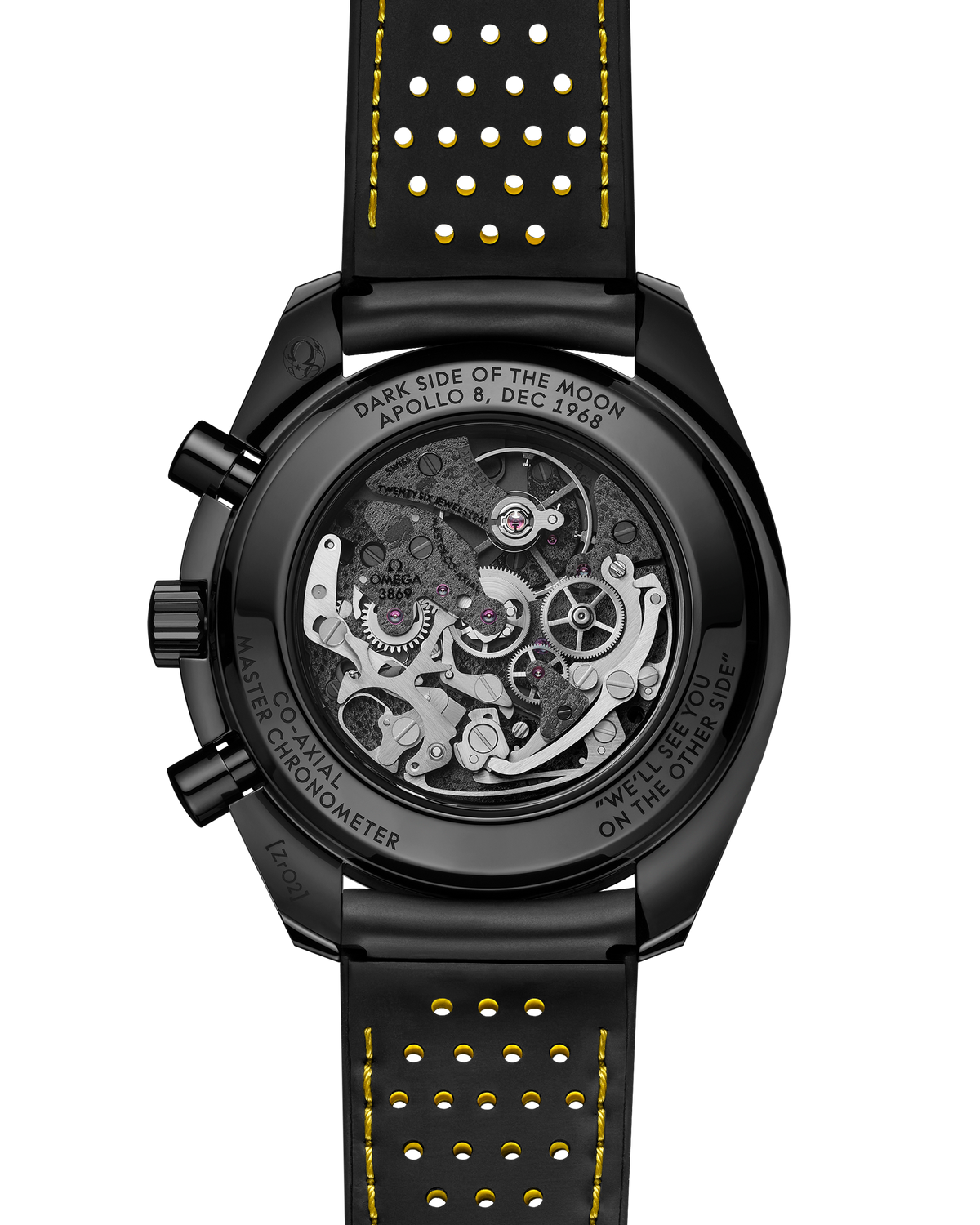 Speedmaster Dark Side of the Moon 44.25 mm, black ceramic on rubber strap - 31092445001001 - View 2