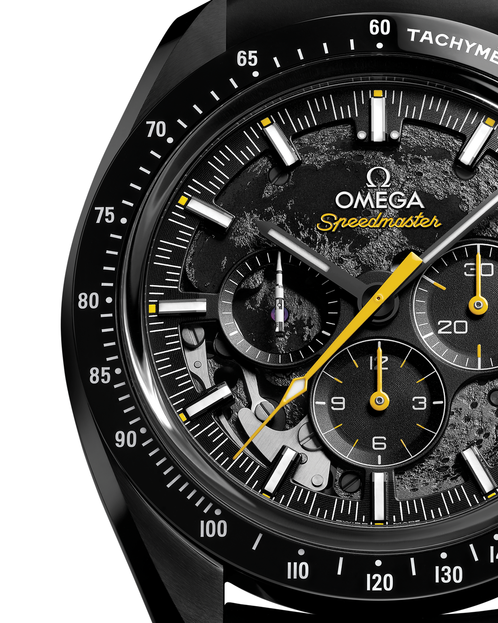 Speedmaster Dark Side of the Moon 44.25 mm, black ceramic on rubber strap - 31092445001001 - View 3