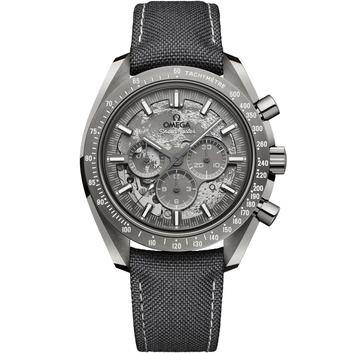 Speedmaster Dark Side of the Moon 44.25 mm, grey ceramic on coated nylon fabric strap - 31092445006001 - View 1