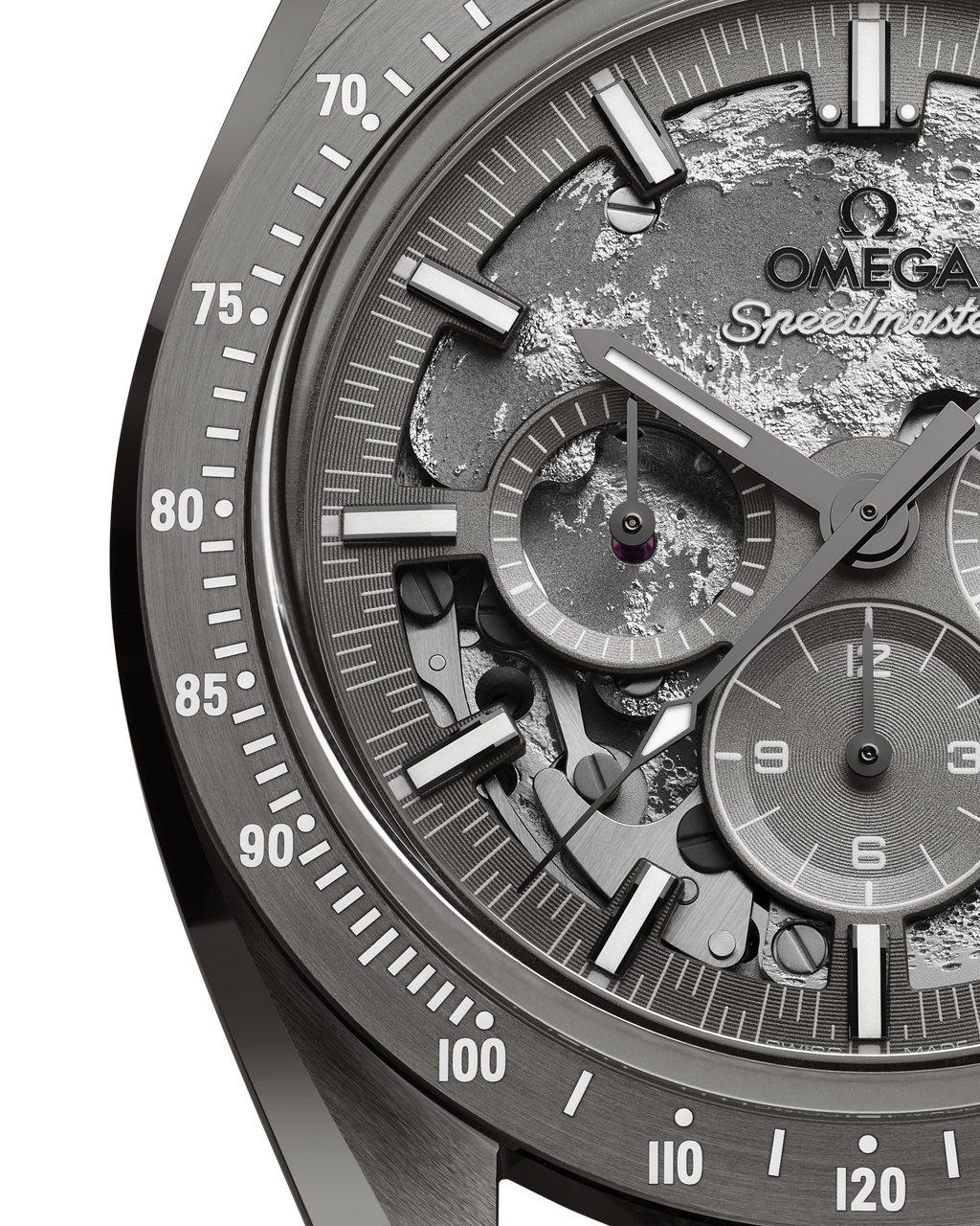 Speedmaster Dark Side of the Moon 44.25 mm, grey ceramic on coated nylon fabric strap - 31092445006001 - View 3